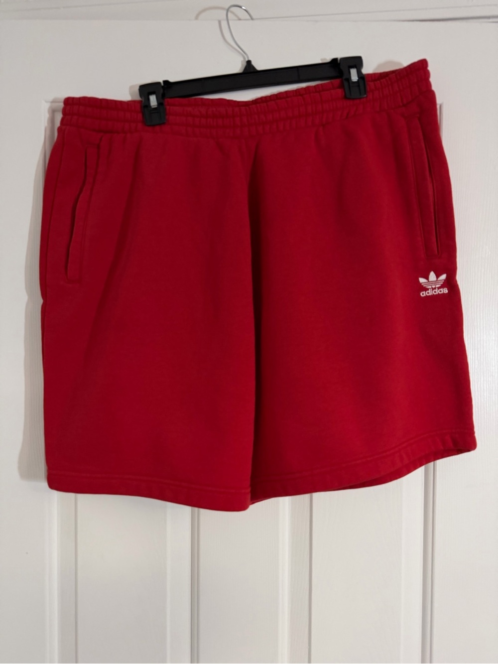 adidas Men’s Red Trefoil Fleece Athletic Shorts